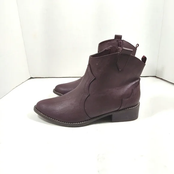 Old Navy Western style vegan leather brown ankle boots Size: 5 - Picture 2 of 5